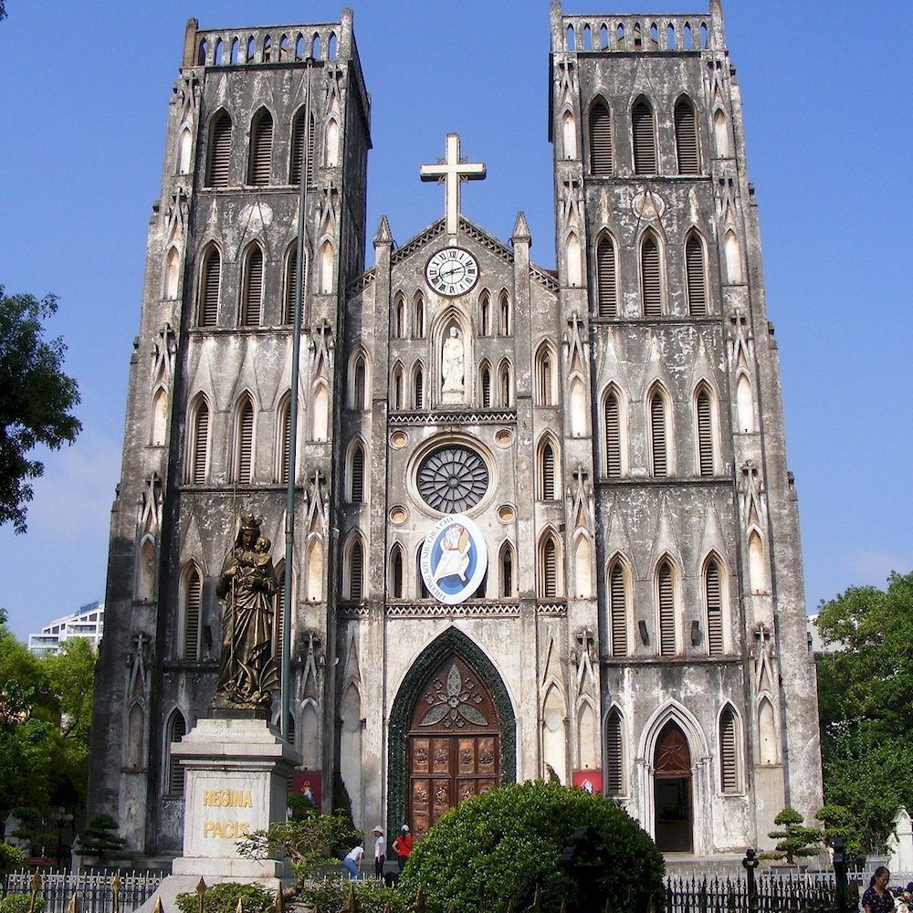 Hanoi's St. Joseph's Cathedral showcases characteristic European Gothic architecture